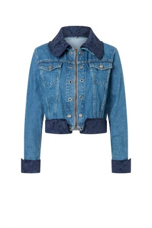 Add-on „Florale Eleganz“ – Dunkelblau Jacquard