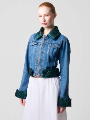 Mosaic Jacket mit Add-on Denim Brokat