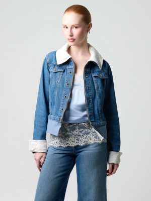 Mosaic Jacket mit Add-on Leinen Light Blue