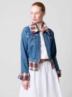 Mosaic Jacket mit Add-on Denim Urban-Plaid Bright Red