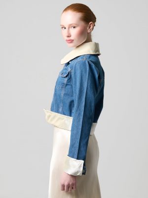 Mosaic Jacket mit Add-on Denim Velvet Cremeweiß