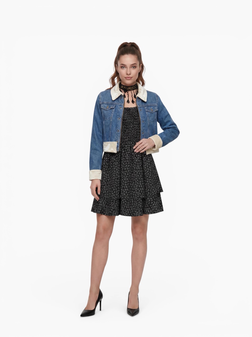 Mosaic Jacket mit Add-on Denim Velvet Cremeweiß – Bild 3
