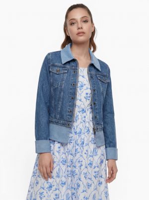 Mosaic Jacket mit Add-on Leinen Light Blue