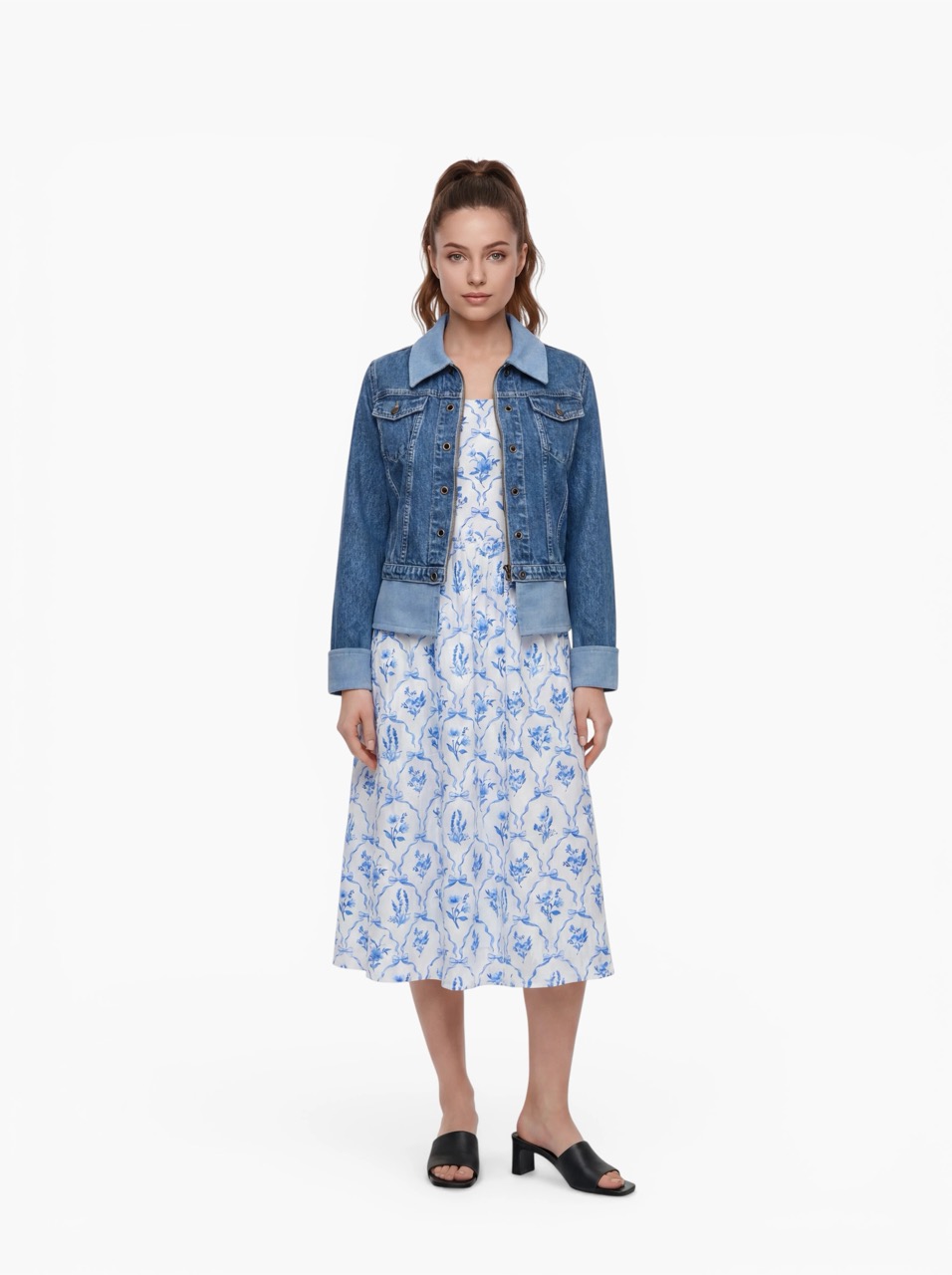 Mosaic Jacket mit Add-on Leinen Light Blue – Bild 2