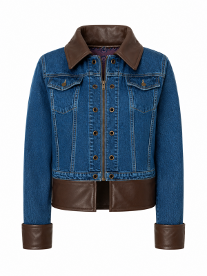 Mosaic Jacket mit Add-on Denim Leather signature brown